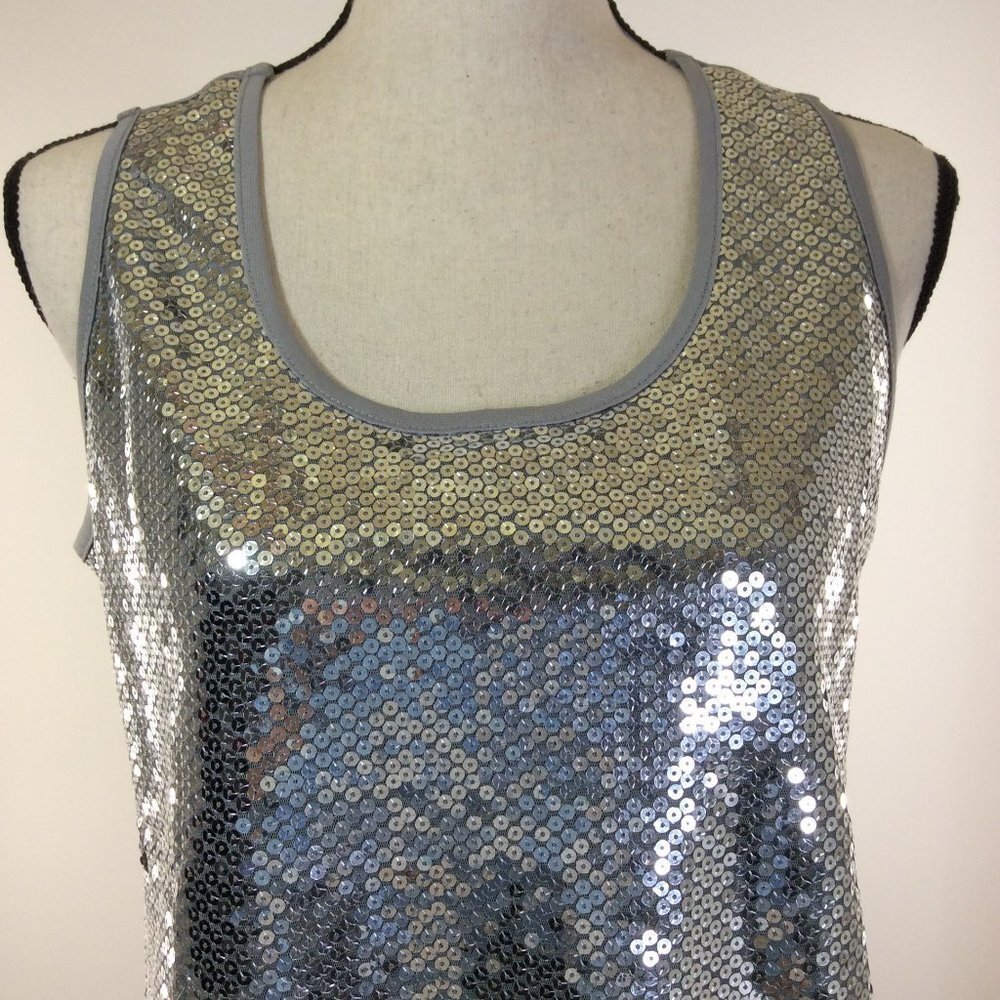 SLINKY Brand Womens Top Sz Medium Gray Silver